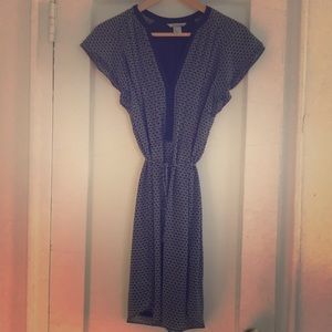 Navy summer shirtdress with white shell pattern